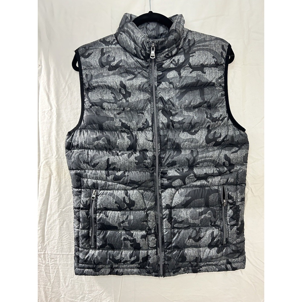 Buffalo David Bitton Vest Size S/P Grey Geo Camo Thin Down Puffer Gilet Gorpcore